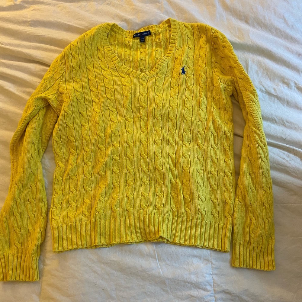 Ralph Lauren yellow cable-knit sweater